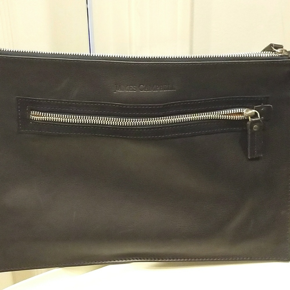 Genuine leather navy envelope clutch